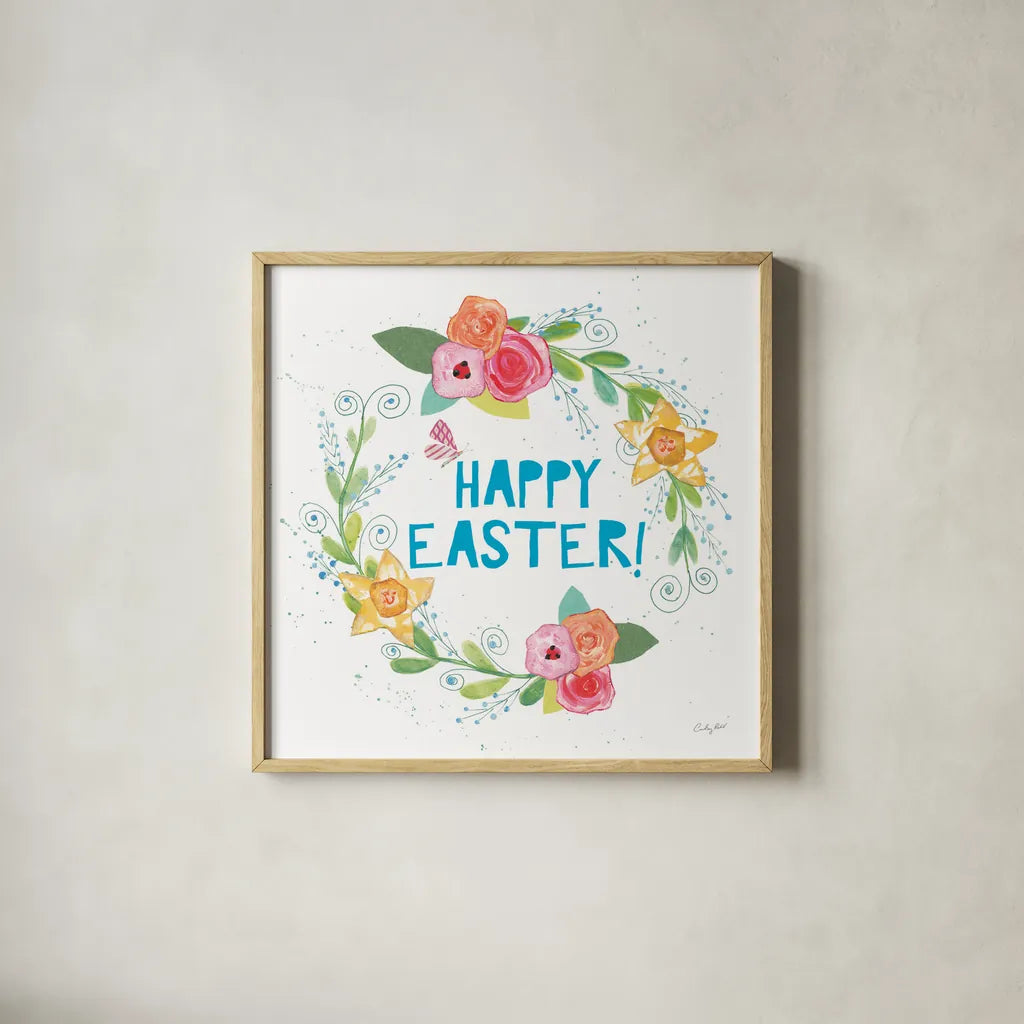 Spring Has Sprung III by Courtney Prahl. Shown in a natural wood glass frame for a timeless modern aesthetic. Available as an archival giclee rolled canvas, fine art paper, or poster print. SKU 43717a.