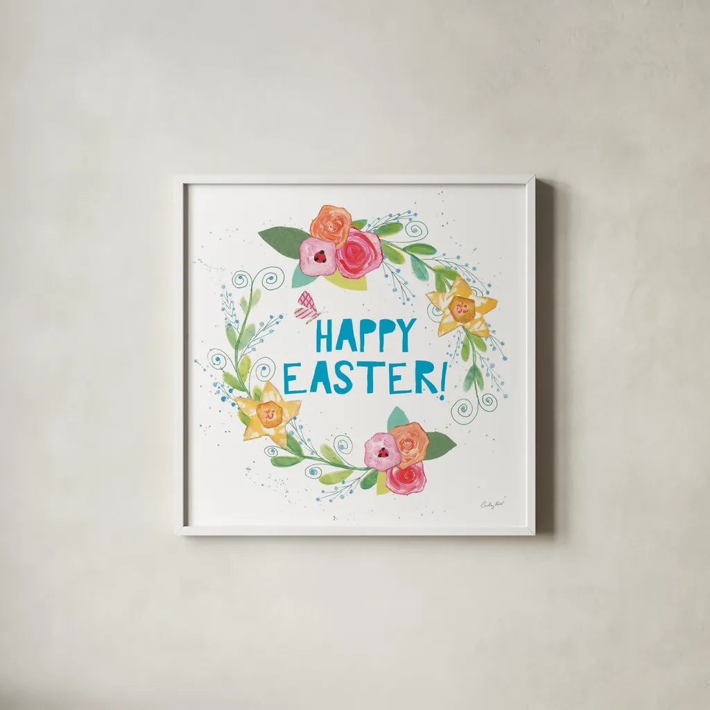 Spring Has Sprung III by Courtney Prahl. Shown in a crisp white glass frame for a clean and minimalist style. Available as an archival giclee rolled canvas, fine art paper, or poster print. SKU 43717a.