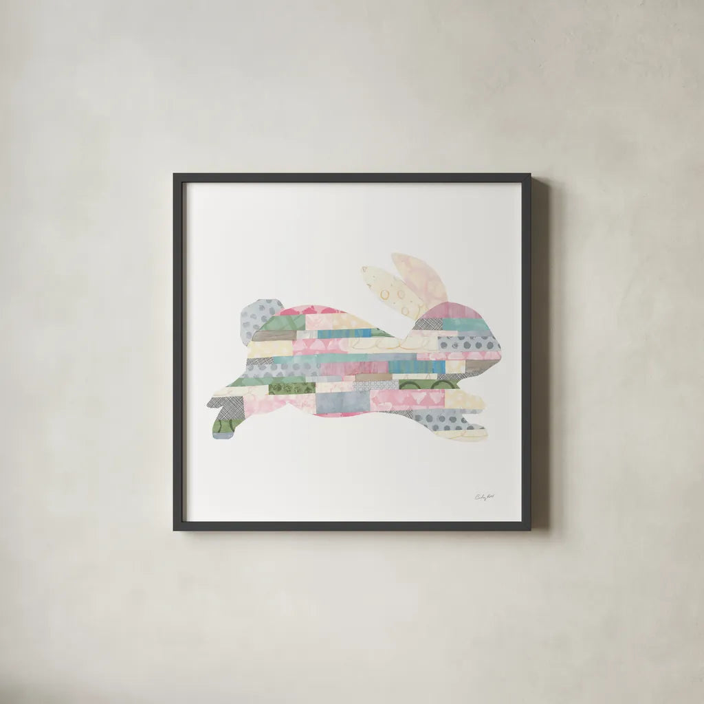 Spring into Easter I by Courtney Prahl. Shown in a sleek black glass frame for a contemporary gallery look. Available as an archival giclee rolled canvas, fine art paper, or poster print. SKU 51567a.