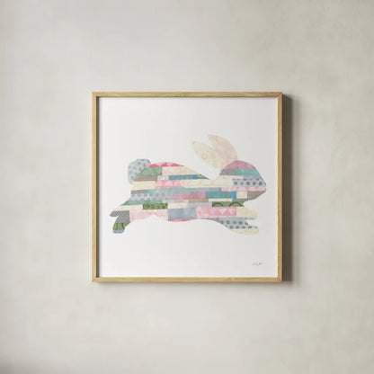 Spring into Easter I by Courtney Prahl. Shown in a natural wood glass frame for a timeless modern aesthetic. Available as an archival giclee rolled canvas, fine art paper, or poster print. SKU 51567a.