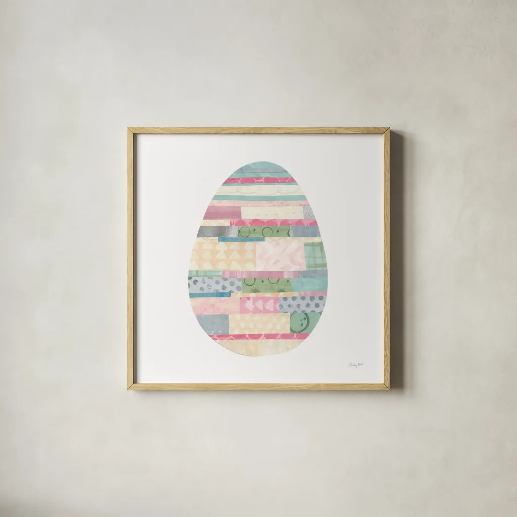 Spring into Easter II by Courtney Prahl. Shown in a natural wood glass frame for a timeless modern aesthetic. Available as an archival giclee rolled canvas, fine art paper, or poster print. SKU 51568a.