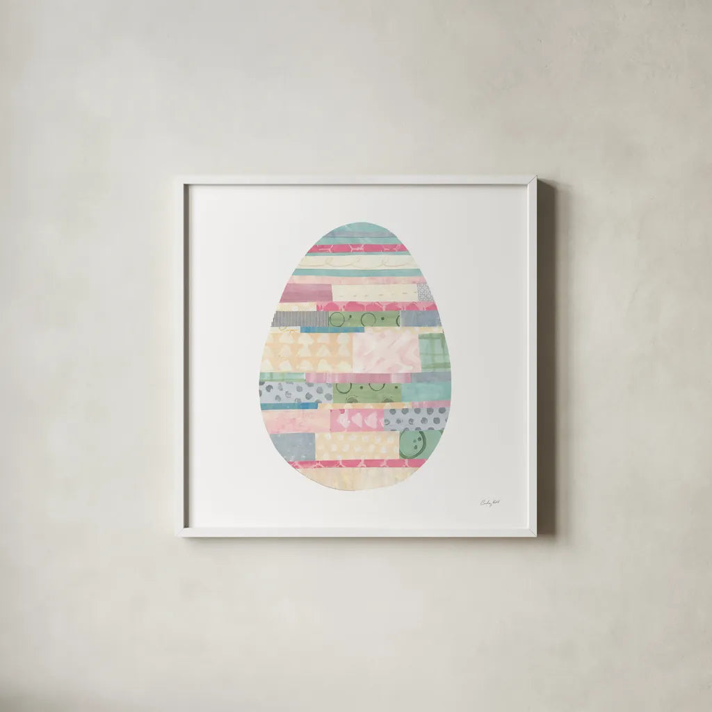 Spring into Easter II by Courtney Prahl. Shown in a crisp white glass frame for a clean and minimalist style. Available as an archival giclee rolled canvas, fine art paper, or poster print. SKU 51568a.