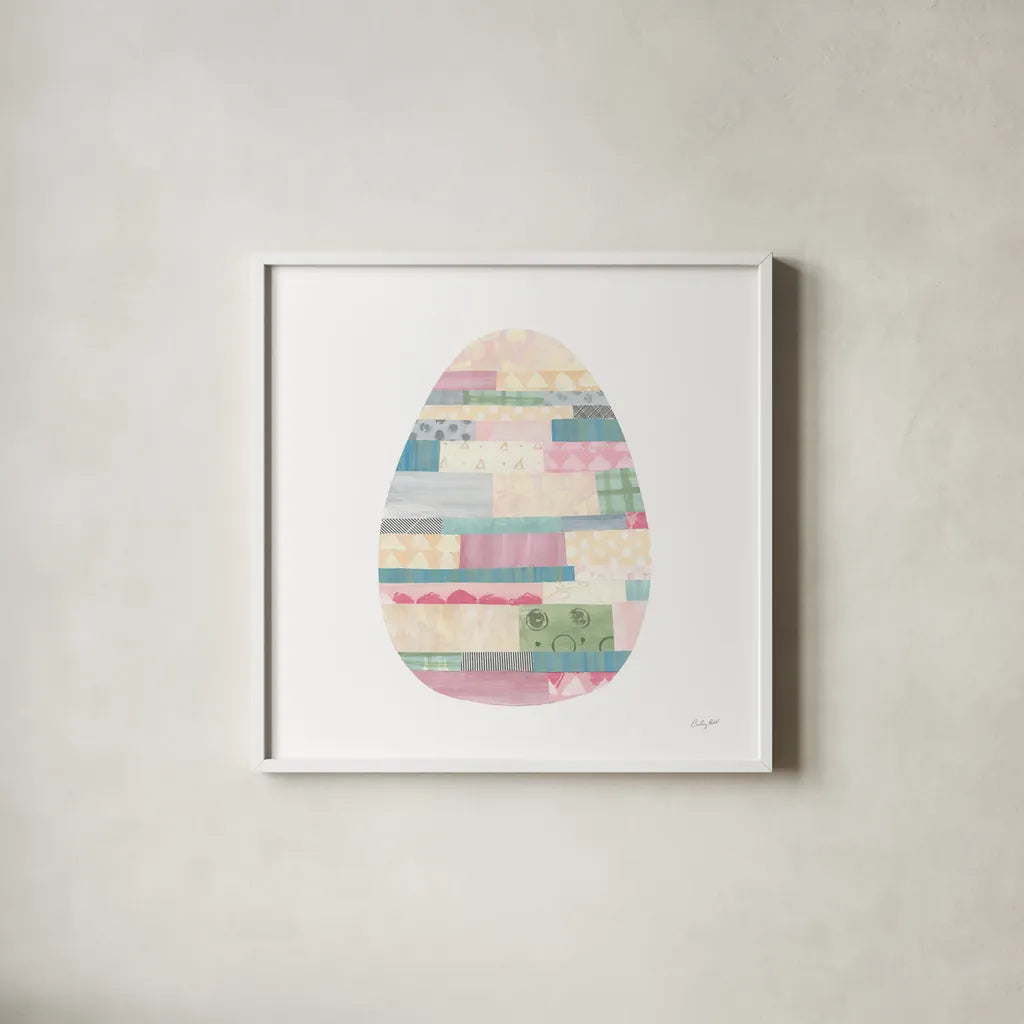Spring into Easter III by Courtney Prahl. Shown in a crisp white glass frame for a clean and minimalist style. Available as an archival giclee rolled canvas, fine art paper, or poster print. SKU 51569a.