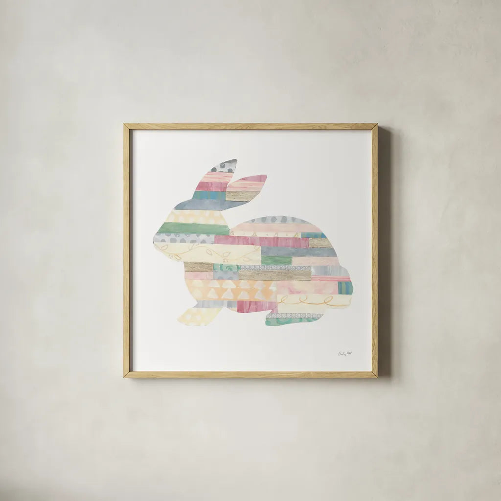 Spring into Easter IV by Courtney Prahl. Shown in a natural wood glass frame for a timeless modern aesthetic. Available as an archival giclee rolled canvas, fine art paper, or poster print. SKU 51570a.