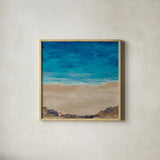 The Cove by Courtney Prahl. Shown in a natural wood glass frame for a timeless modern aesthetic. Available as an archival giclee rolled canvas, fine art paper, or poster print. SKU 90055a.