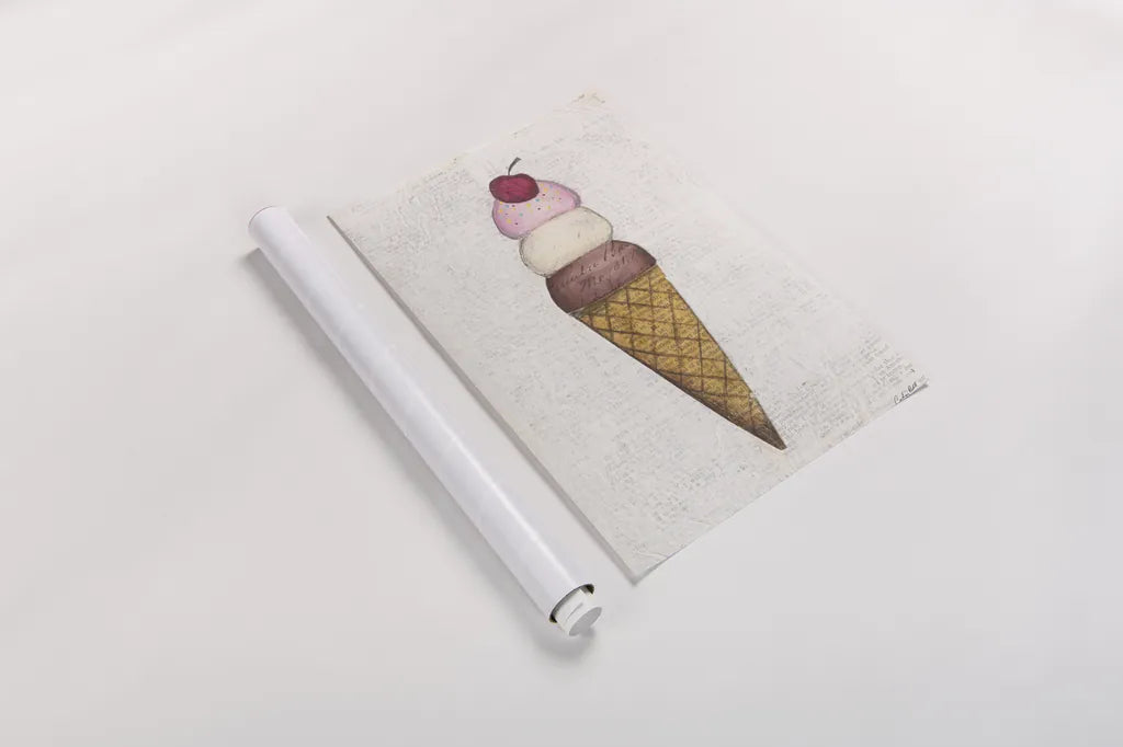 The Scoop I by Courtney Prahl. shown as a rolled paper print. Available as archival giclee rolled canvas, fine art paper, or poster print. SKU 52498h.