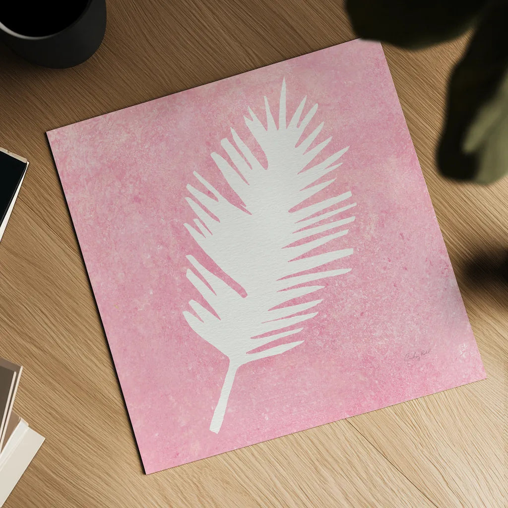 Tropical Fun Palms Silhouette I by Courtney Prahl. Shown as a detailed flat fine art print, highlighting archival giclee quality. Available as an archival giclee rolled canvas, fine art paper, or poster print. SKU 35707a.