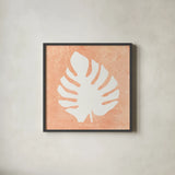 Tropical Fun Palms Silhouette II by Courtney Prahl. Shown in a sleek black glass frame for a contemporary gallery look. Available as an archival giclee rolled canvas, fine art paper, or poster print. SKU 35708a.