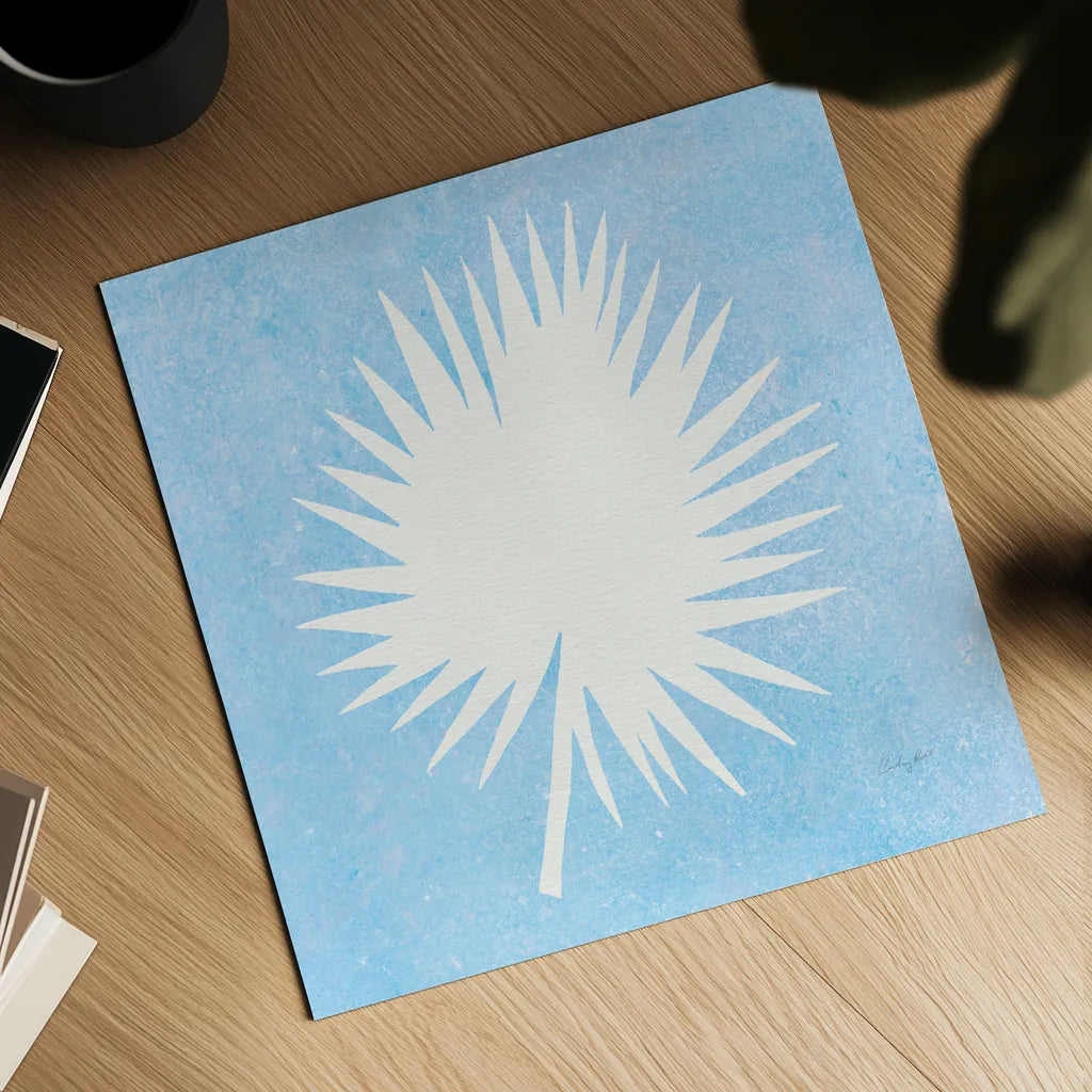 Tropical Fun Palms Silhouette III by Courtney Prahl. Shown as a detailed flat fine art print, highlighting archival giclee quality. Available as an archival giclee rolled canvas, fine art paper, or poster print. SKU 35709a.