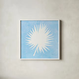 Tropical Fun Palms Silhouette III by Courtney Prahl. Shown in a crisp white glass frame for a clean and minimalist style. Available as an archival giclee rolled canvas, fine art paper, or poster print. SKU 35709a.