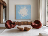 Tropical Fun Palms Silhouette III by Courtney Prahl. Shown as extra-large giant wall art in a modern living room. Available as an archival giclee rolled canvas, fine art paper, or poster print. SKU 35709a.
