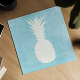 Tropical Fun Pineapple Silhouette I by Courtney Prahl. Shown as a detailed flat fine art print, highlighting archival giclee quality. Available as an archival giclee rolled canvas, fine art paper, or poster print. SKU 35711a.