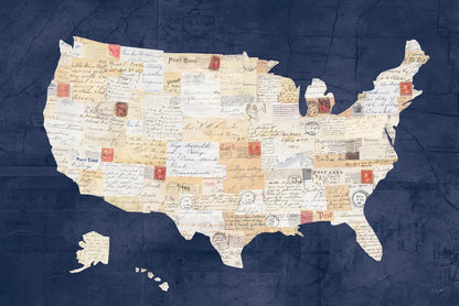 Vintage USA on Indigo by Courtney Prahl. SKU 53853i. Archival Giclee Fine art print for wall decor.