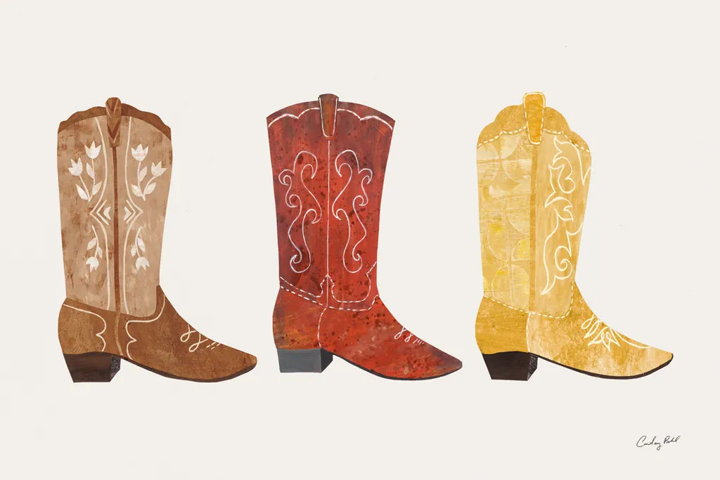 Western Cowgirl Boot VII by Courtney Prahl. SKU 81379i. Archival Giclee Fine art print for wall decor.