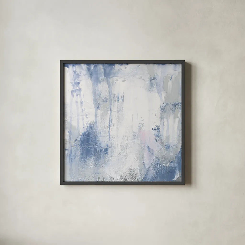 White Out I by Courtney Prahl. Shown in a sleek black glass frame for a contemporary gallery look. Available as an archival giclee rolled canvas, fine art paper, or poster print. SKU 64279a.