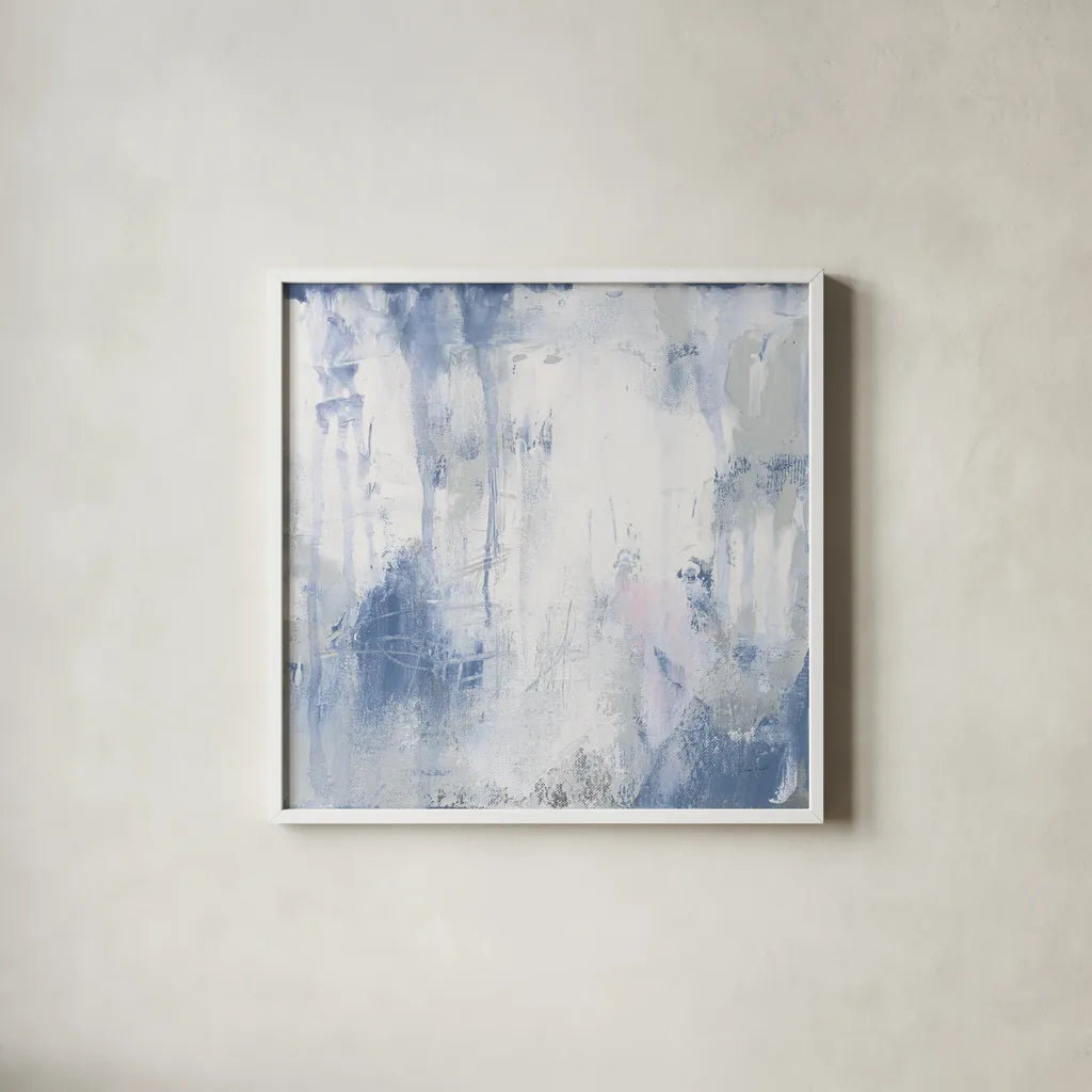 White Out I by Courtney Prahl. Shown in a crisp white glass frame for a clean and minimalist style. Available as an archival giclee rolled canvas, fine art paper, or poster print. SKU 64279a.