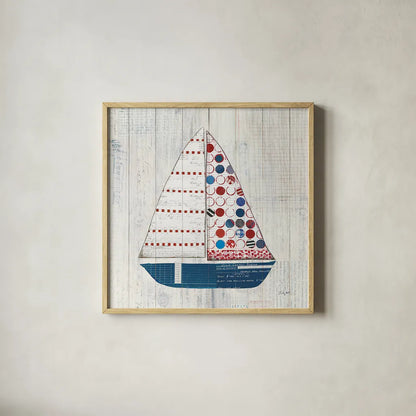 Wind and Waves I Nautical by Courtney Prahl. Shown in a natural wood glass frame for a timeless modern aesthetic. Available as an archival giclee rolled canvas, fine art paper, or poster print. SKU 24264a.