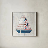 Wind and Waves I Nautical by Courtney Prahl. Shown in a crisp white glass frame for a clean and minimalist style. Available as an archival giclee rolled canvas, fine art paper, or poster print. SKU 24264a.