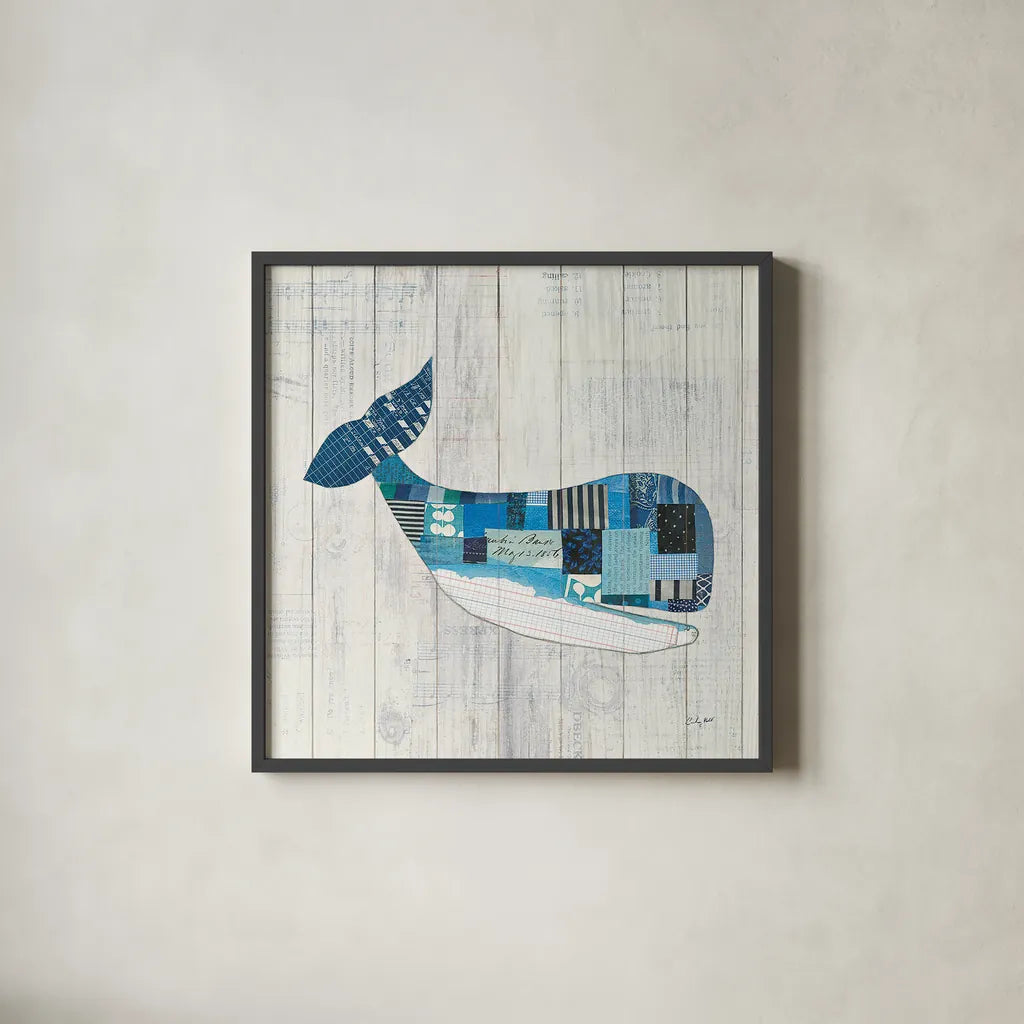 Wind and Waves II Nautical by Courtney Prahl. Shown in a sleek black glass frame for a contemporary gallery look. Available as an archival giclee rolled canvas, fine art paper, or poster print. SKU 24265a.