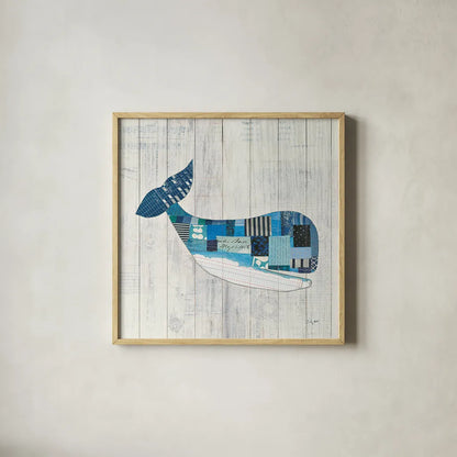 Wind and Waves II Nautical by Courtney Prahl. Shown in a natural wood glass frame for a timeless modern aesthetic. Available as an archival giclee rolled canvas, fine art paper, or poster print. SKU 24265a.