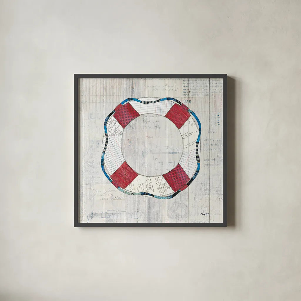 Wind and Waves III Nautical by Courtney Prahl. Shown in a sleek black glass frame for a contemporary gallery look. Available as an archival giclee rolled canvas, fine art paper, or poster print. SKU 24266a.