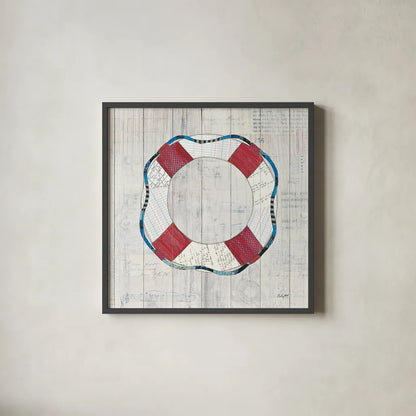 Wind and Waves III Nautical by Courtney Prahl. Shown in a sleek black glass frame for a contemporary gallery look. Available as an archival giclee rolled canvas, fine art paper, or poster print. SKU 24266a.