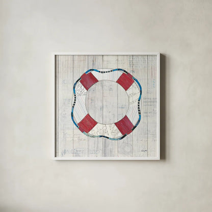 Wind and Waves III Nautical by Courtney Prahl. Shown in a crisp white glass frame for a clean and minimalist style. Available as an archival giclee rolled canvas, fine art paper, or poster print. SKU 24266a.