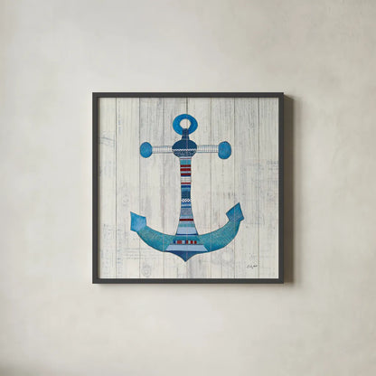 Wind and Waves IV Nautical by Courtney Prahl. Shown in a sleek black glass frame for a contemporary gallery look. Available as an archival giclee rolled canvas, fine art paper, or poster print. SKU 24267a.