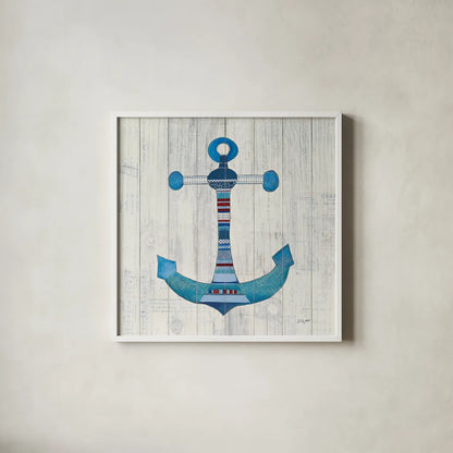 Wind and Waves IV Nautical by Courtney Prahl. Shown in a crisp white glass frame for a clean and minimalist style. Available as an archival giclee rolled canvas, fine art paper, or poster print. SKU 24267a.