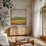 Windswept I by Courtney Prahl. Shown in a natural wood frame in a cozy modern living room. Available as an archival giclee rolled canvas, fine art paper, or poster print. SKU 85524a.