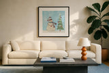 Winter Fun III by Courtney Prahl. Displayed in a glass frame with matte in a clean modern living room. Available as an archival giclee rolled canvas, fine art paper, or poster print. SKU 24288a.