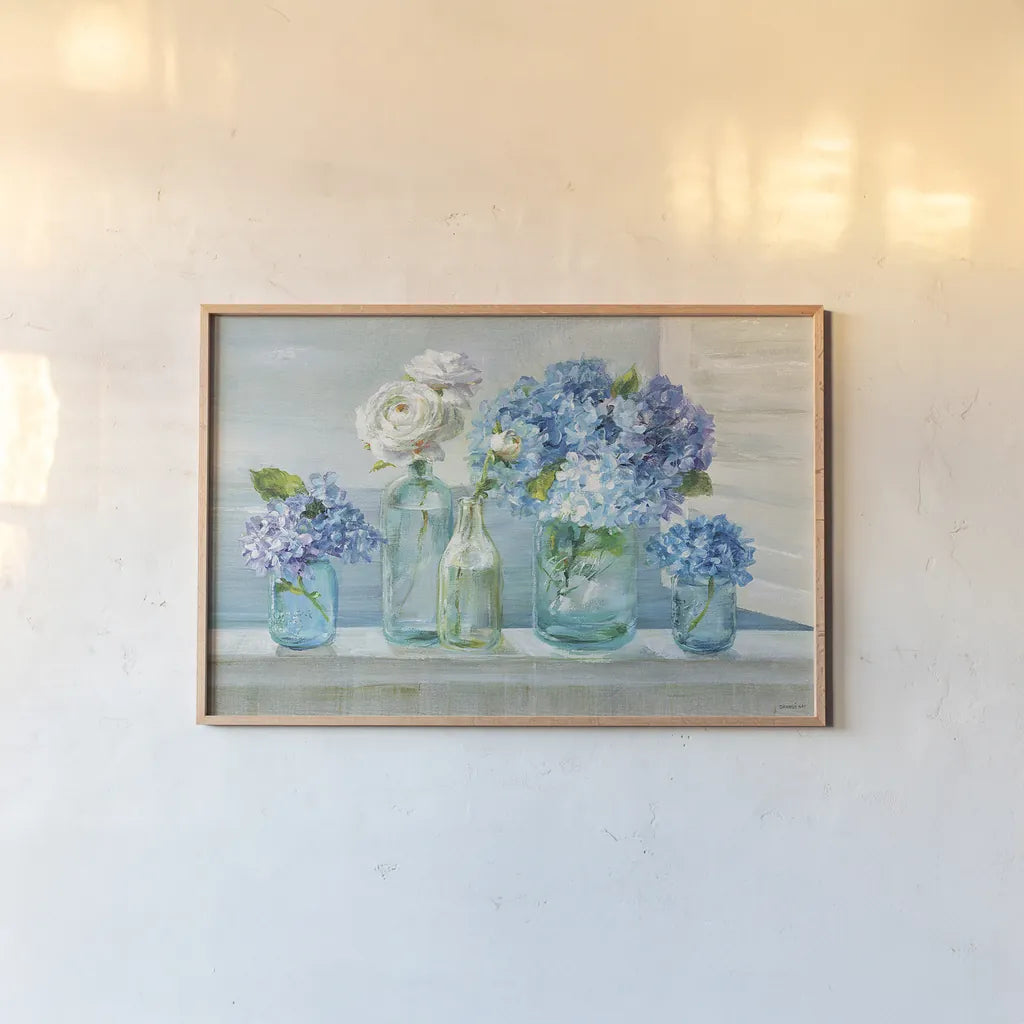 A Beautiful Day at the Beach Crop by Danhui Nai. shown as a paper print in a natural frame. Available as a archival giclee rolled canvas, fine art paper, or poster print. SKU 20688i.