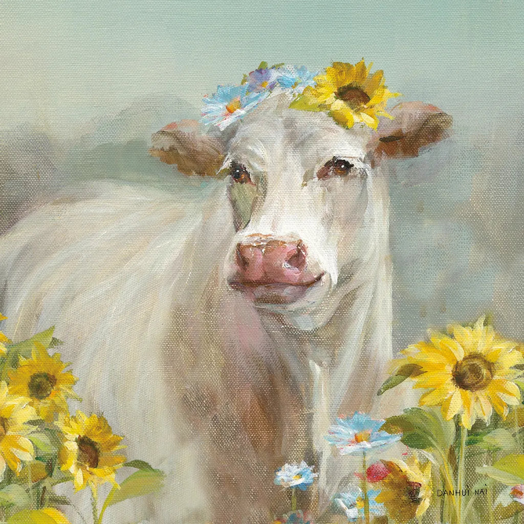 A Cow in a Crown by Danhui Nai. SKU 70498a. Archival Giclee Fine art print for wall decor.