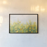 A Row of Yellow Blossoms by Danhui Nai. shown as a paper print in a black flame. Available as a archival giclee rolled canvas, fine art paper, or poster print. SKU 100173i.