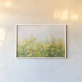 A Row of Yellow Blossoms by Danhui Nai. shown as a paper print in a white frame. Available as a archival giclee rolled canvas, fine art paper, or poster print. SKU 100173i.