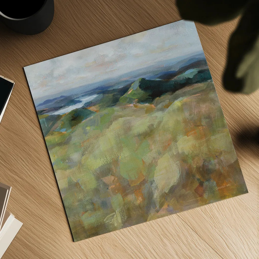 Above the Lakes by Danhui Nai. Shown as a detailed flat fine art print, highlighting archival giclee quality. Available as an archival giclee rolled canvas, fine art paper, or poster print. SKU 72631a.