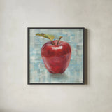 Abstract Apple by Danhui Nai. Shown in a sleek black glass frame for a contemporary gallery look. Available as an archival giclee rolled canvas, fine art paper, or poster print. SKU 58941a.