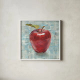 Abstract Apple by Danhui Nai. Shown in a crisp white glass frame for a clean and minimalist style. Available as an archival giclee rolled canvas, fine art paper, or poster print. SKU 58941a.