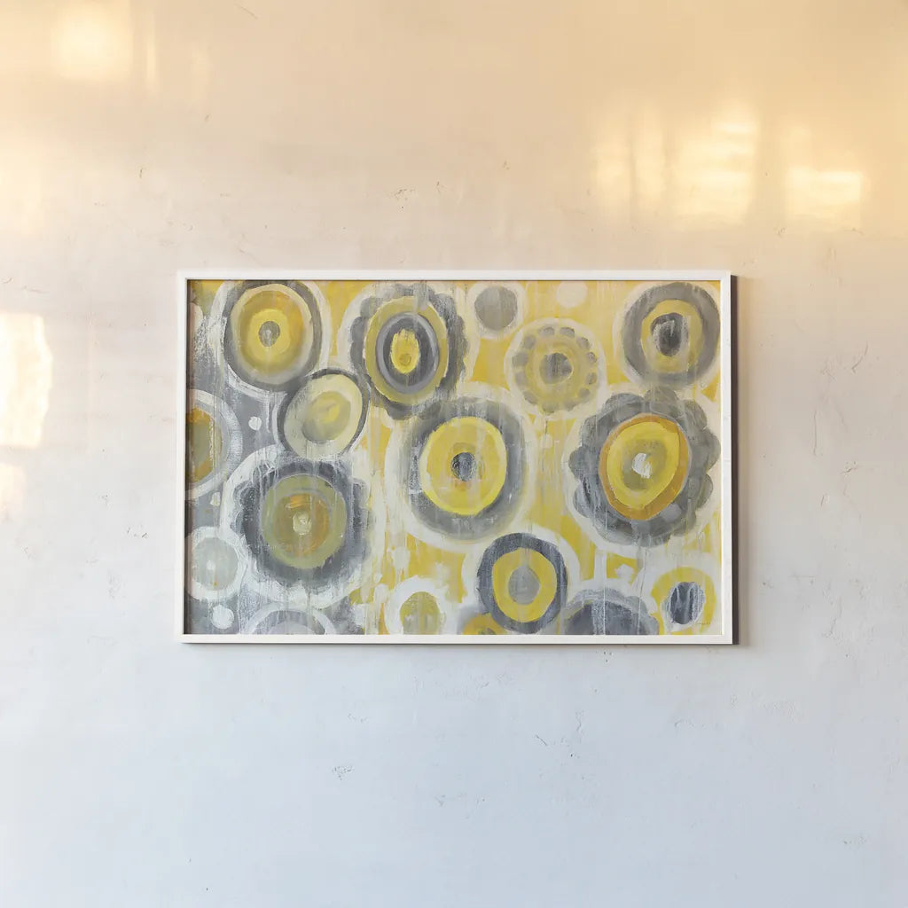 Abstract Circles Crop by Danhui Nai. shown as a paper print in a white frame. Available as a archival giclee rolled canvas, fine art paper, or poster print. SKU 30241i.