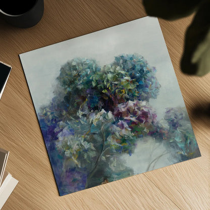 Abstract Hydrangea by Danhui Nai. Shown as a detailed flat fine art print, highlighting archival giclee quality. Available as an archival giclee rolled canvas, fine art paper, or poster print. SKU 43027a.