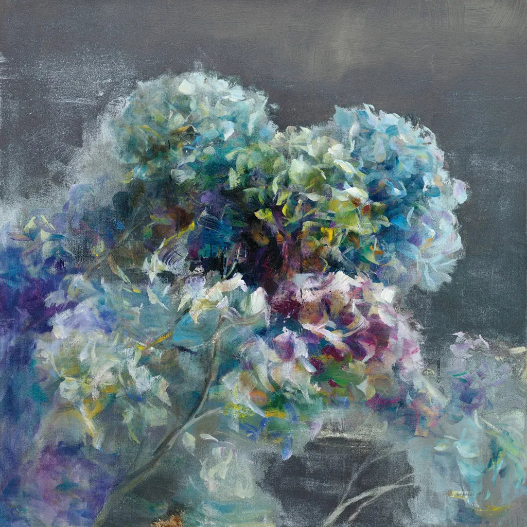 Abstract Hydrangea Dark by Danhui Nai. SKU 46135a. Archival Giclee Fine art print for wall decor.