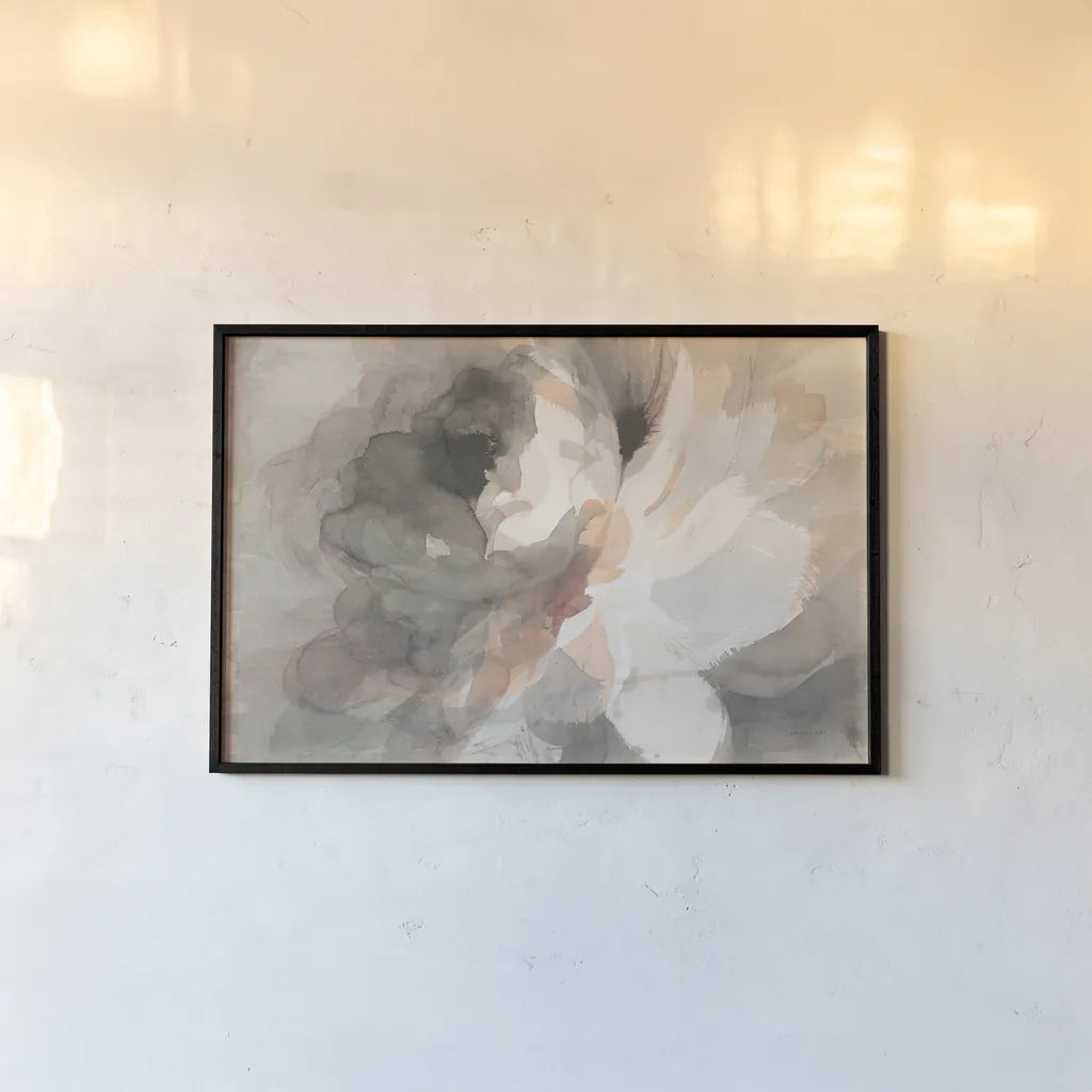 Abstract Peony Crop by Danhui Nai. shown as a paper print in a black flame. Available as a archival giclee rolled canvas, fine art paper, or poster print. SKU 39371i.