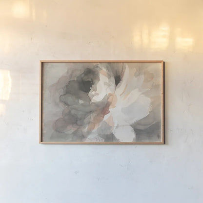 Abstract Peony Crop by Danhui Nai. shown as a paper print in a natural frame. Available as a archival giclee rolled canvas, fine art paper, or poster print. SKU 39371i.