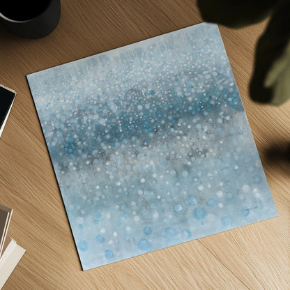 Abstract Rain Slate Blue by Danhui Nai. Shown as a detailed flat fine art print, highlighting archival giclee quality. Available as an archival giclee rolled canvas, fine art paper, or poster print. SKU 75527a.
