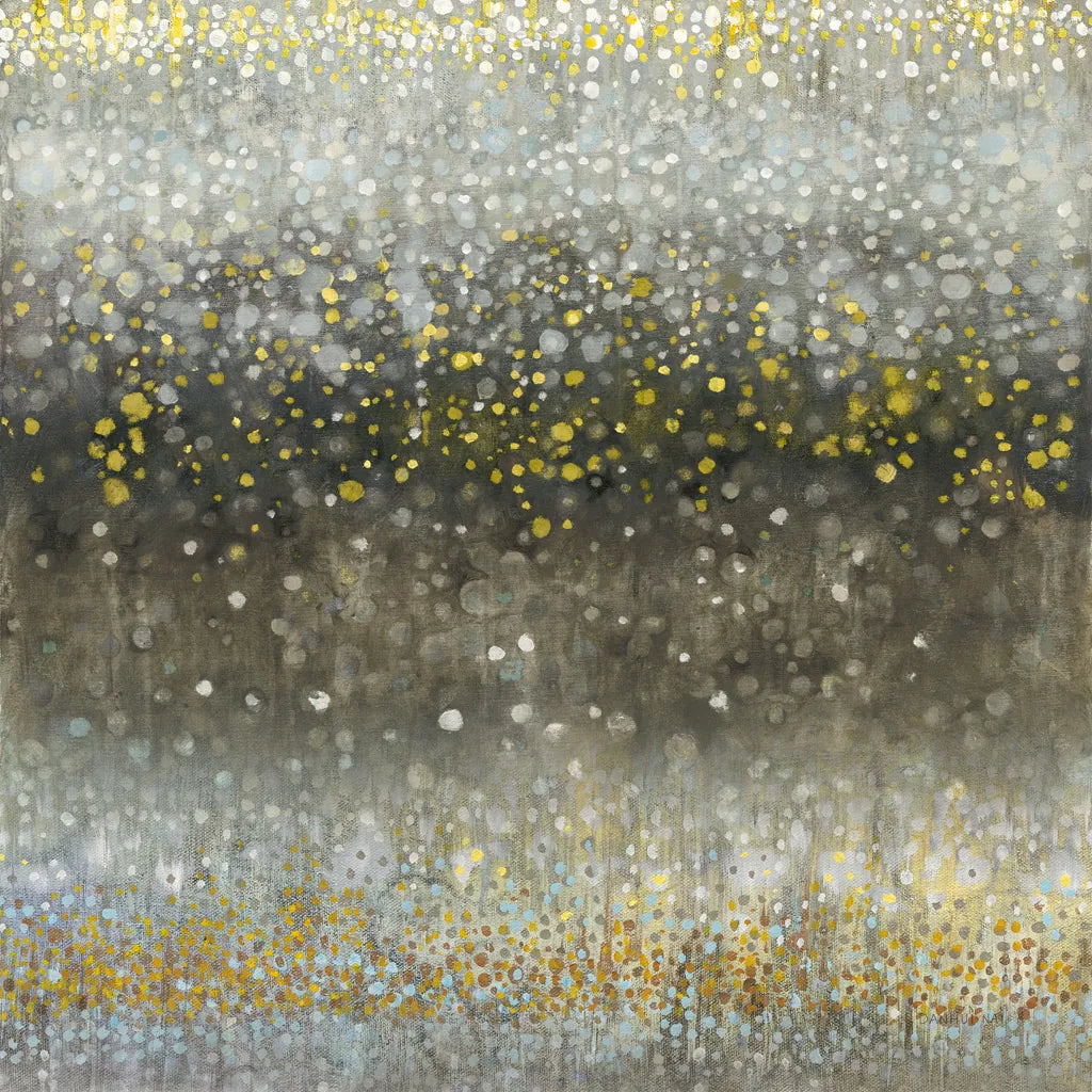 Abstract Rain Yellow Gray by Danhui Nai. SKU 56015a. Archival Giclee Fine art print for wall decor.