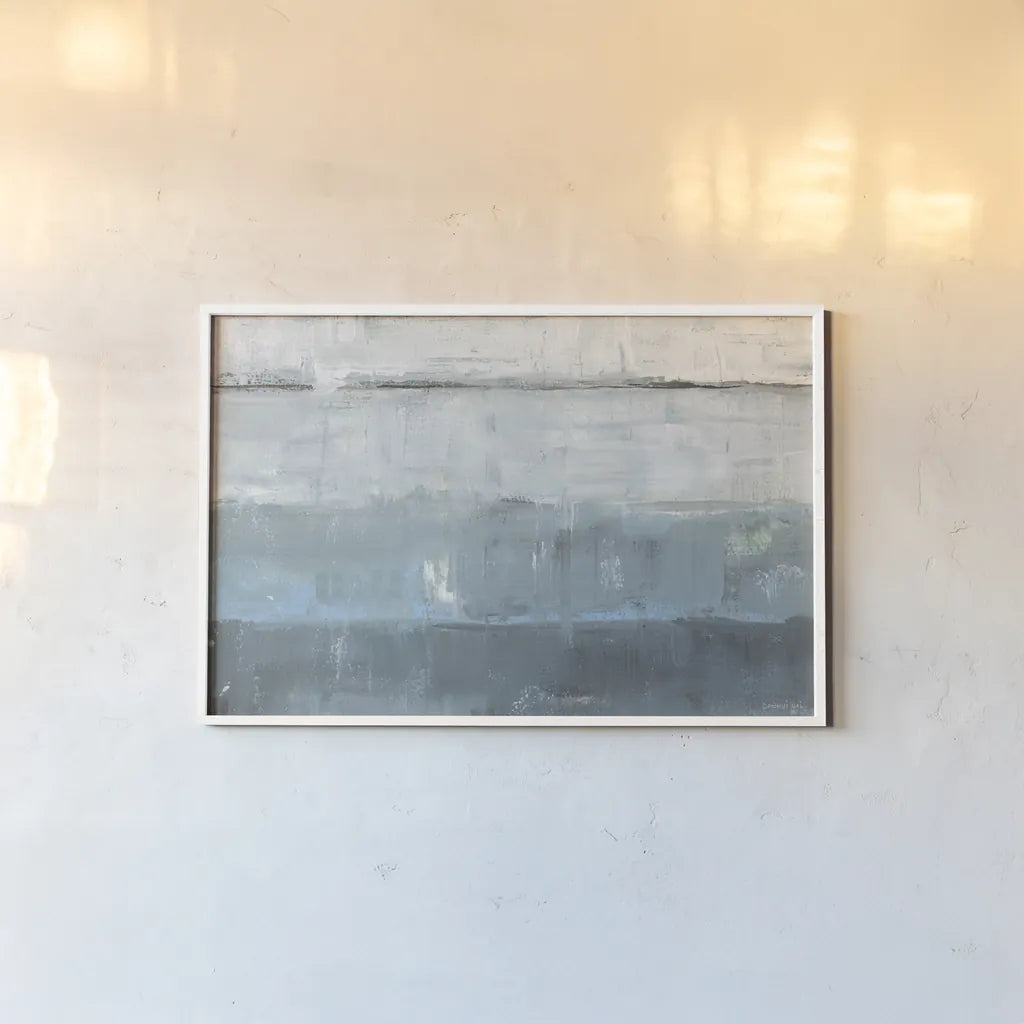 Abstract Seascape by Danhui Nai. shown as a paper print in a white frame. Available as a archival giclee rolled canvas, fine art paper, or poster print. SKU 99340i.