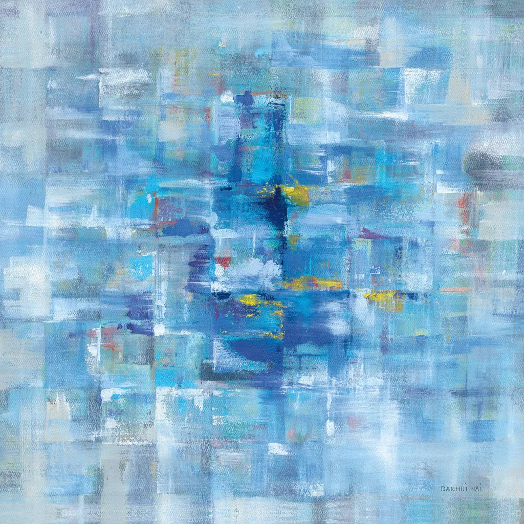 Abstract Squares Blue by Danhui Nai. SKU 49976a. Archival Giclee Fine art print for wall decor.