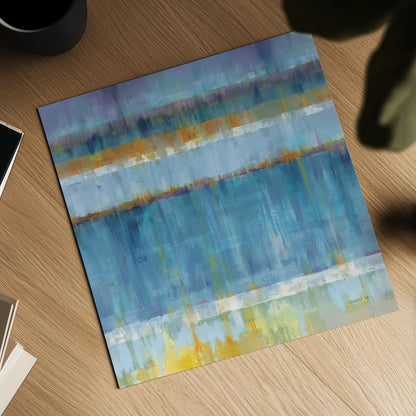 Abstract Stripes Blue by Danhui Nai. Shown as a detailed flat fine art print, highlighting archival giclee quality. Available as an archival giclee rolled canvas, fine art paper, or poster print. SKU 49977a.