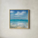 Across the Sea by Danhui Nai. Shown in a natural wood glass frame for a timeless modern aesthetic. Available as an archival giclee rolled canvas, fine art paper, or poster print. SKU 66543a.