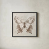Aflutter I Neutral by Danhui Nai. Shown in a sleek black glass frame for a contemporary gallery look. Available as an archival giclee rolled canvas, fine art paper, or poster print. SKU 93721a.